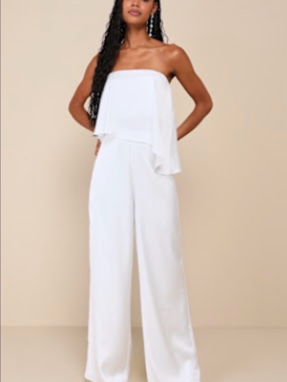 Lulus Strapless White Two Piece Wide-Leg Jumpsuit